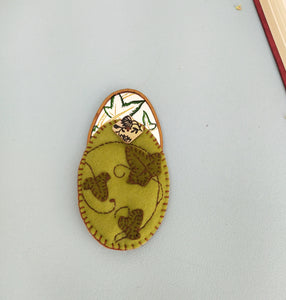Small Brass Hand Mirror With Painted Ivy Leaves