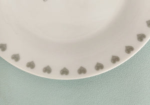 Wedding Cake Plates, Better Together White Porcelain Plate With Tiny Hearts