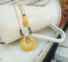 Load image into Gallery viewer, Layered Gold Necklace Set, Hematite Necklace, Extra Long Gold Necklace
