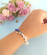 Load image into Gallery viewer, Moonstone And Lapis Lazuli Bracelet, Celestial Gemstone Bracelet
