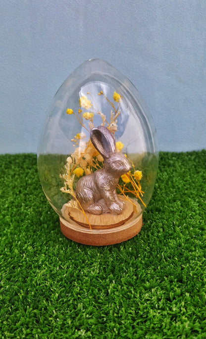 Mini Diorama With Bunny Ornament And Dried Flowers