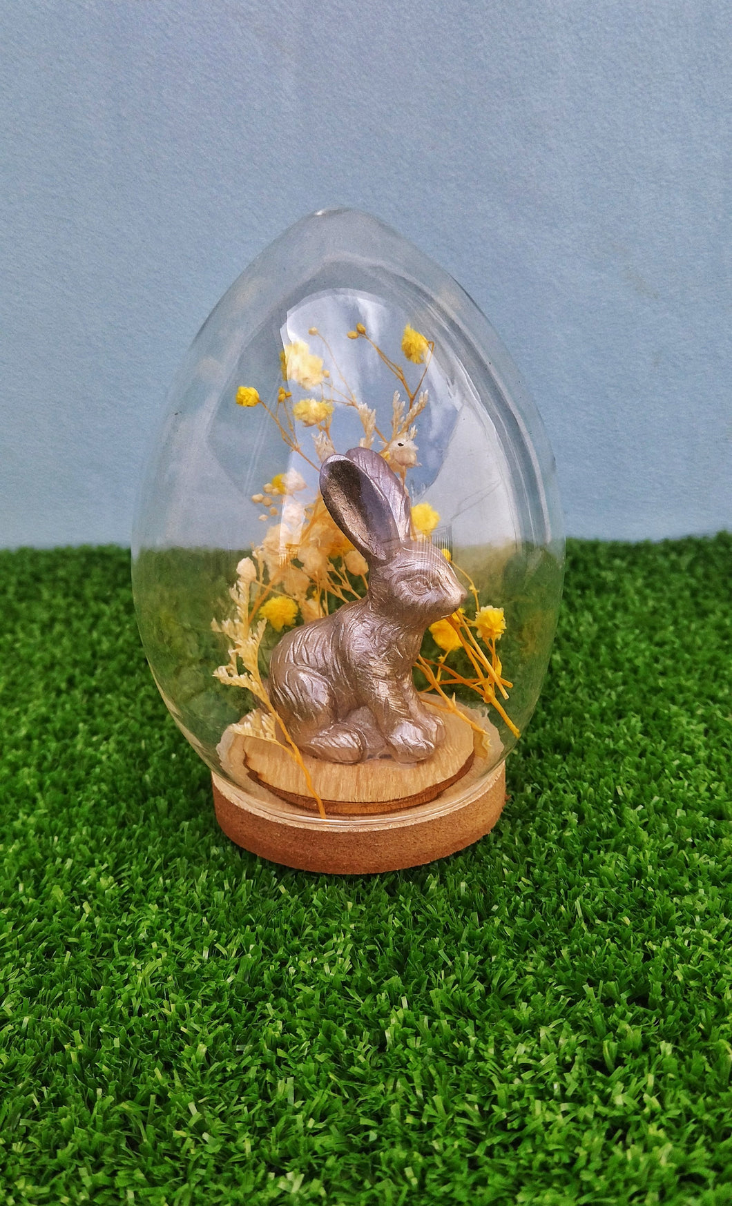 Mini Diorama With Bunny Ornament And Dried Flowers