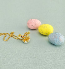 Load image into Gallery viewer, Bunny Couple On Cracked Egg Necklace, Easter Egg Hunt Prize For Little Girl
