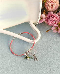 Mini Spool Of Thread And Scissors Bangle Bracelet