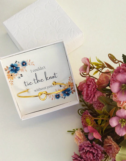 Bridesmaid Proposal Gift Idea, Personalized Tie The Knot Bracelet