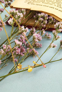 Flower Bar Necklace, Twig Necklace, Botanical Necklace For Women