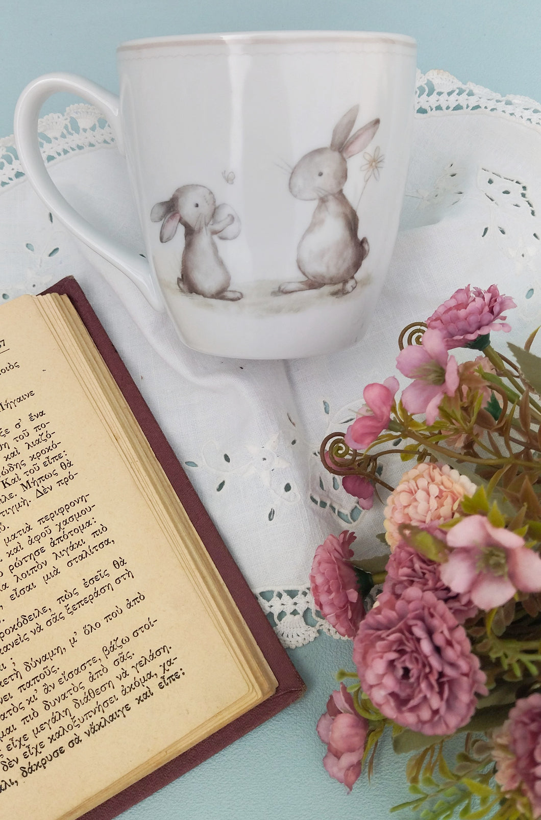Large Easter Bunny Coffee Mug, Kawaii Aesthetic Mug