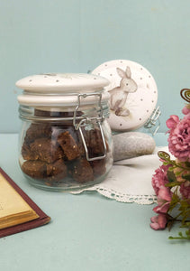 Bunny Cookie Jar, Cute Rabbit Candy Jar, Handmade Glass Jar With Lid