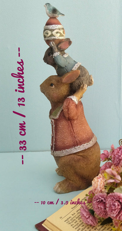 Bunny Dad And Son Figurine, Peter Rabbit Baby Shower Gift