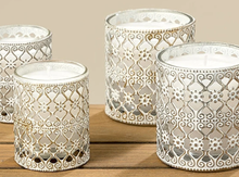 Load image into Gallery viewer, Moroccan Handmade Glass Candle With Metal Filigree Design
