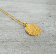 Load image into Gallery viewer, Ancient Greek Necklace, Gold Plated Phaistos Disc Necklace
