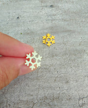 Load image into Gallery viewer, Snowflake Stud Earrings, Gold Plated Studs, Weather Girl Gifts
