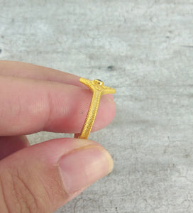 22Κ Επιχρυσωμένο Ασημένιο Δαχτυλίδι Με Πέτρα Ζιργκόν Στο Χρώμα Του Ζαφειριού