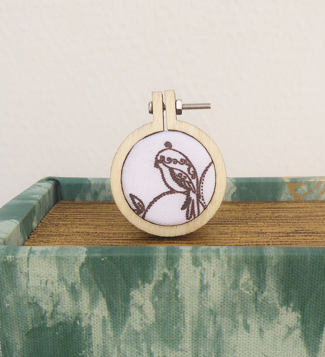 Embroidery Hoop Necklace Bird On Branch