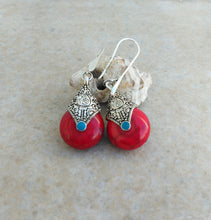 Load image into Gallery viewer, Ethnic Silver Earrings, Aztec Earrings, Birthday Gift For Best Friend
