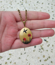 Load image into Gallery viewer, Custom Locket Necklace, Hummingbird Necklace, Vintage Style Oval Necklace
