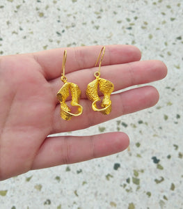 22k Gold Plated Twisted Dangle Earrings