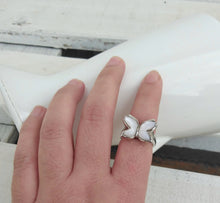 Load image into Gallery viewer, Butterfly Ring Size 7 3/4, White Moonstone Ring From Solid Silver
