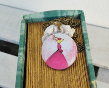 Load image into Gallery viewer, Deer Antler Necklace, Antique Style Photo With Locket

