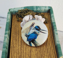 Load image into Gallery viewer, Picture Locket Necklace, Woodland Fairy On Hummibird Pendant
