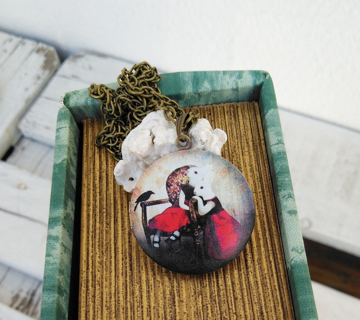 Anthropomorphic Animals In Clothes, Mother And Daughter Bunny Locket Charm Necklace