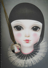 Load image into Gallery viewer, Anthropomorphic Art Locket Necklace, White Rabbit With Deer Pendant
