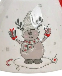 Κεραμκή Τσαγέρα Με Χριστουγεννιάτικο Τάρανδο- Χιονάνθρωπο