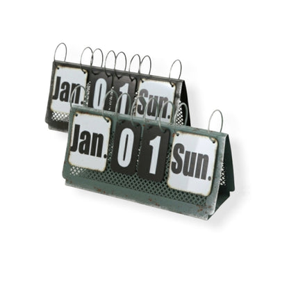 Perpetual Desk Calendar, Rusty Metal Flip Calendar