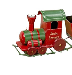 Christmas Train Candle Holder, Locomotive Train With Wagons In 1940s Style, Santa Express