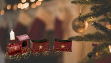Load image into Gallery viewer, Christmas Train Candle Holder, Locomotive Train With Wagons In 1940s Style, Santa Express
