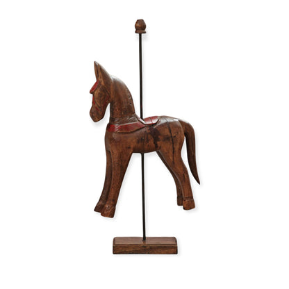 Wooden Horse Sculpture On Base, Ethnic Home Decor, Wooden Anniversary Gift For Horse Lover