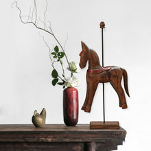 Load image into Gallery viewer, Wooden Horse Sculpture On Base, Ethnic Home Decor, Wooden Anniversary Gift For Horse Lover

