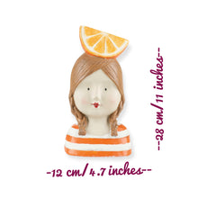Load image into Gallery viewer, Orange Girl, Ceramic Woman Bust Statue, Baby Girl Nursery Decor
