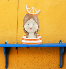 Load image into Gallery viewer, Orange Girl, Ceramic Woman Bust Statue, Baby Girl Nursery Decor
