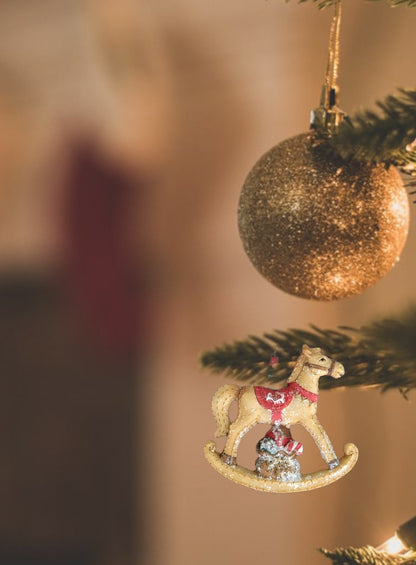 Ceramic Christmas Tree Ornaments Set Carousel Horse