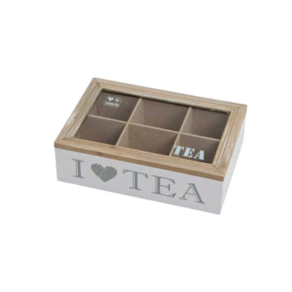 Tea Bag Box, Wooden And Glass Tea Box