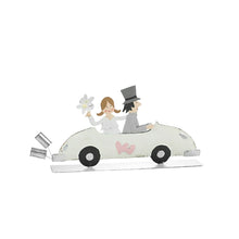 Load image into Gallery viewer, Just Married Bride And Groom In Vintage Convertible Car
