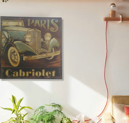 Car Metal Sign, Rusty Metal Wall Art With Vintage Car, Gift For Car Lovers