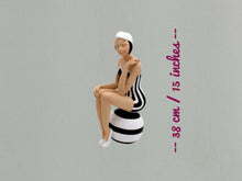 Load image into Gallery viewer, Vintage Style Swimming Girl Seating On A Handball
