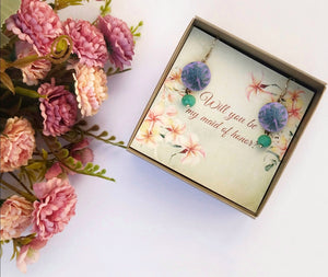 Beach Wedding Proposal Gift For Maid Of Honor, Personalized Birthstone Urchin Earrings, Destination Summer Wedding Jewelry