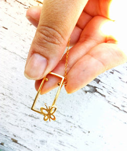 Butterfly Necklace, 18k Gold Plated Small Butterfly Charm Necklace