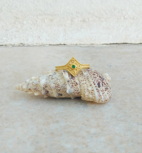 22Κ Επιχρυσωμένο Ασημένιο Δαχτυλίδι Με Πέτρα Ζιργκόν Στο Χρώμα Του Ζαφειριού