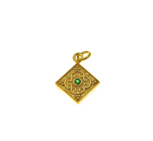 Rhombus Byzantine Necklace With White Zircon From 22k Gold Plated Silver