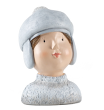 Load image into Gallery viewer, Ceramic Girl With Beanie Bust Statue, Nordic Christmas Home Decor, Girl Nursery Shelf Decor
