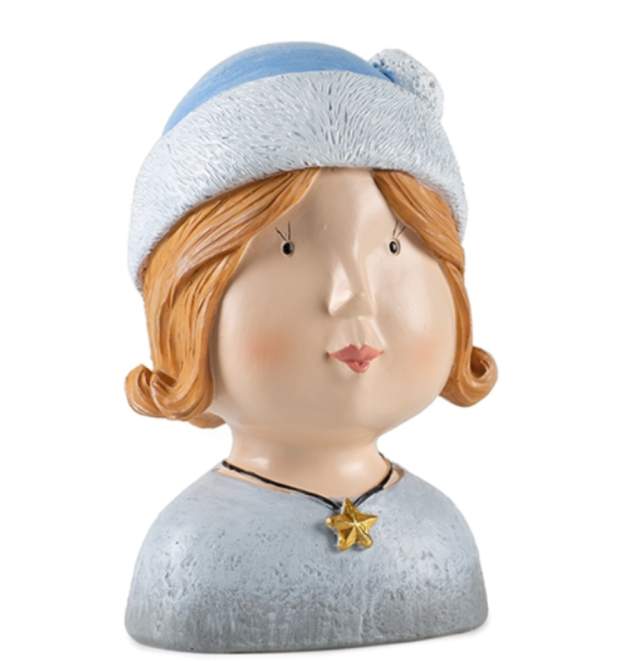 Ceramic Girl With Beanie Bust Statue, Nordic Christmas Home Decor, Girl Nursery Shelf Decor