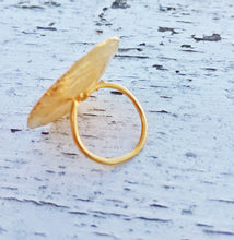 Load image into Gallery viewer, Gold Statement Ring Size 5.5, Tree Branch Ring, Disc Ring For Women
