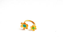 Load image into Gallery viewer, Enamel Flower Ring, Open Gold Ring, Friendship Rings For 2 3 4
