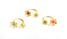 Load image into Gallery viewer, Enamel Flower Ring, Open Gold Ring, Friendship Rings For 2 3 4
