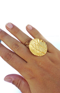 Gold Statement Ring Size 5.5, Tree Branch Ring, Disc Ring For Women