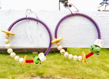 Load image into Gallery viewer, Large Boho Hoop Earrings, African Colorful Jewelry For Her
